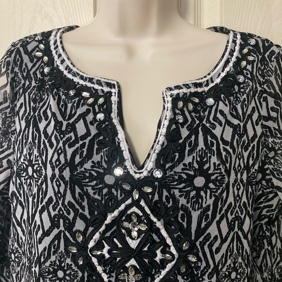 INC tunic top with embroidery and bling size L - Picture 2 of 8
